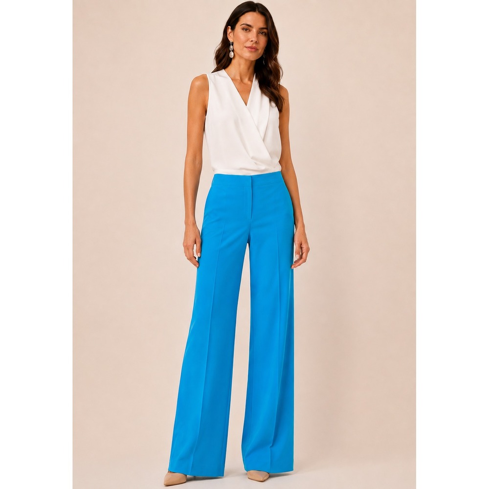 Ann Taylor Dress Pants Women Sz 14 Light Bright Blue Wide Leg Office Career